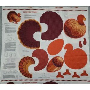 Vintage VIP Fabric Craft‎ Panel Let's Talk Turkey CRANSTON 16"  3 Kits Uncut